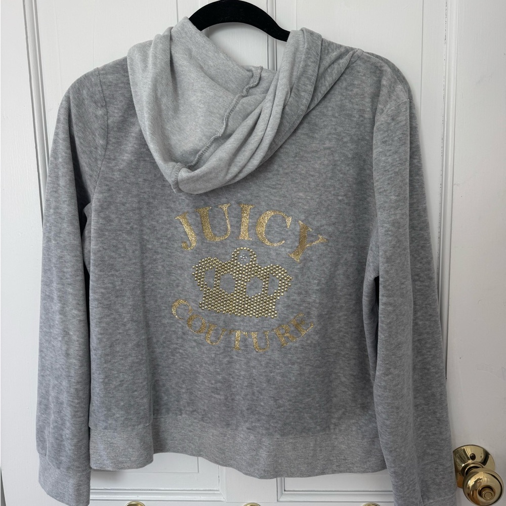 Juicy Couture Gray Hoodie with Gold Crown Logo